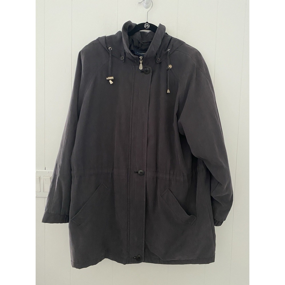 London Fog Raincoat Jacket With Removable Hood Size Women's XL Gray